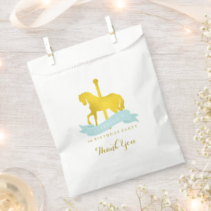 Mint Carousel Horse Birthday Party Favour Bag