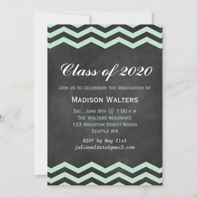 Mint & Chalkboard Graduation Invitation (Front)