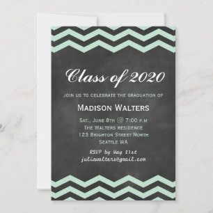 Mint & Chalkboard Graduation Invitation