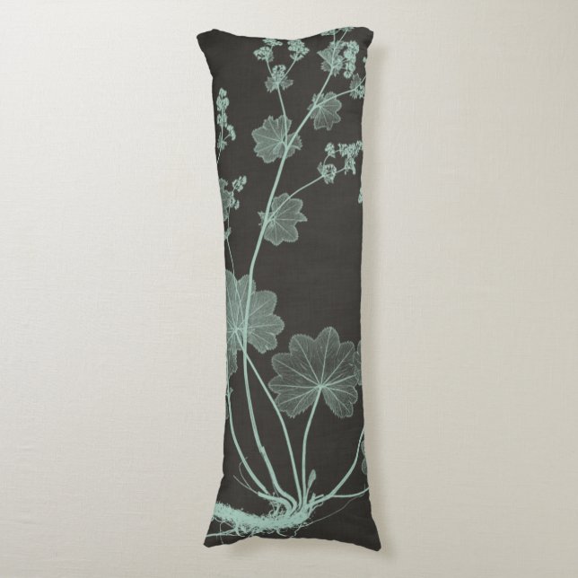 Mint & Charcoal Nature Study I Body Pillow (Front Vertical)