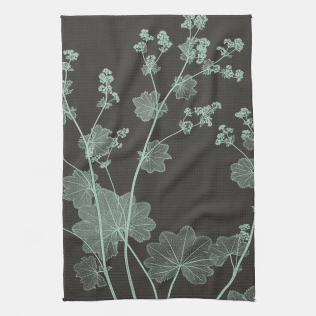 Mint & Charcoal Nature Study I Kitchen Towel (Vertical)