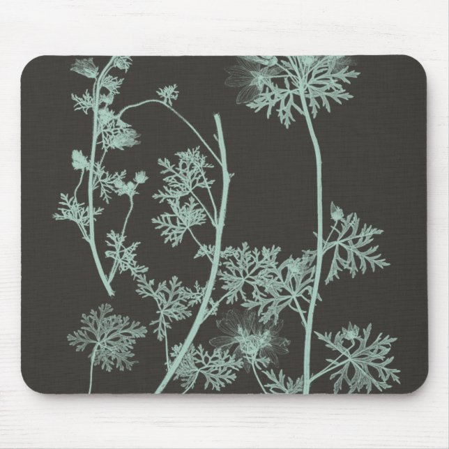 Mint & Charcoal Nature Study IV Mouse Pad (Front)