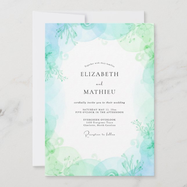 Mint Chartreuse Foliage Eucalyptus Wedding Invitation (Front)