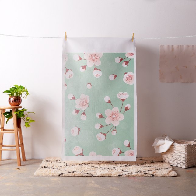 Mint,cherry blossom, spring flower,japanese,sakura fabric (In Situ)