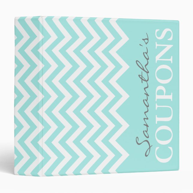 Mint chevron coupon holder organizer book binder (Front/Spine)
