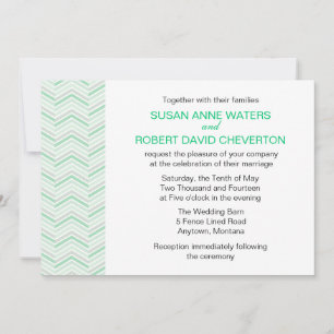 Mint Chevron Custom Wedding Invitations