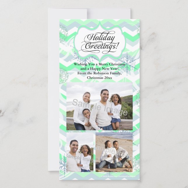 Mint Chevron Holiday Card (Front)