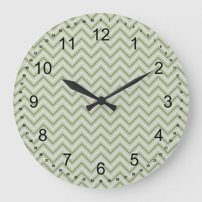 Mint Chevron Large Clock (Front)