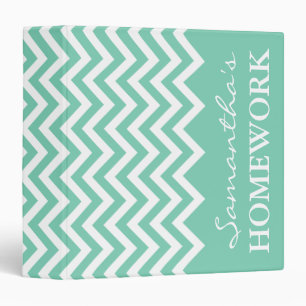 Mint chevron pattern binder for school teacher