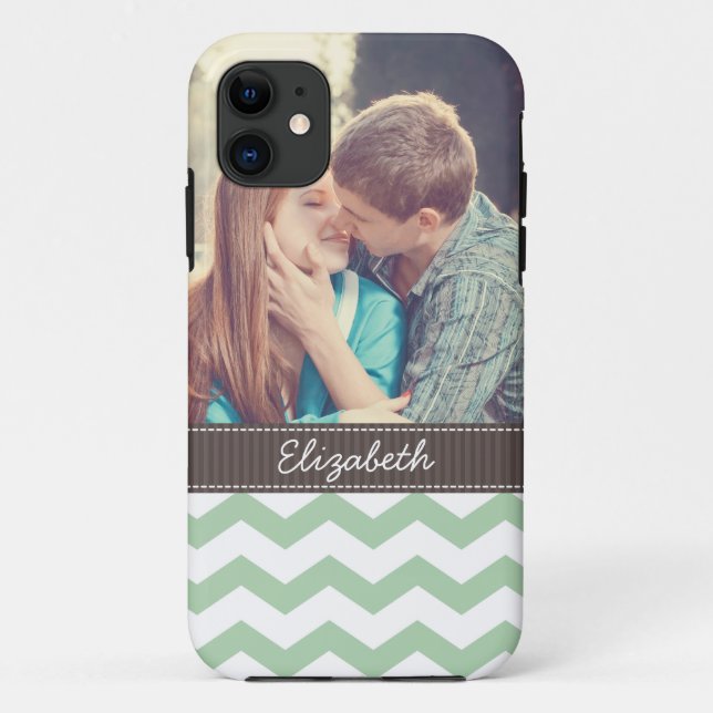 Mint Chevron Stripes Case-Mate iPhone Case (Back)