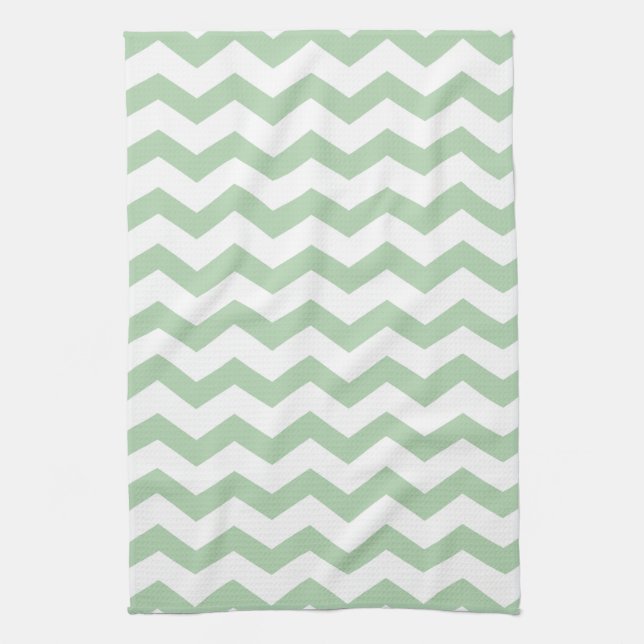 Mint Chevron Stripes Kitchen Towel (Vertical)