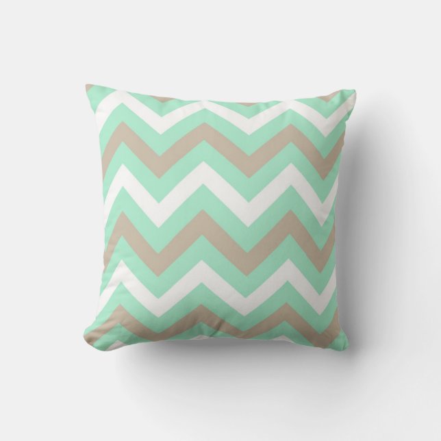 Mint Chevron Throw Pillow (Front)