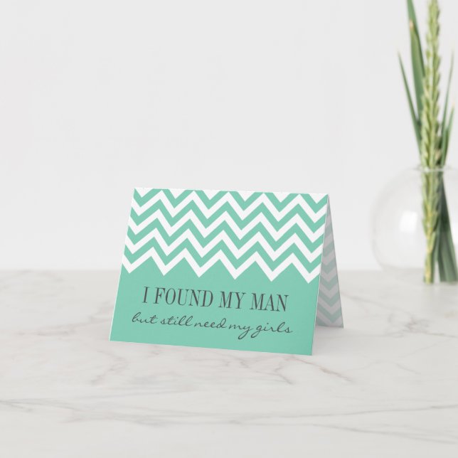 Mint chevron Will you be my bridesmaid cards (Front)
