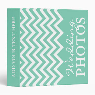 Mint chevron zigzag pattern wedding photo album binder