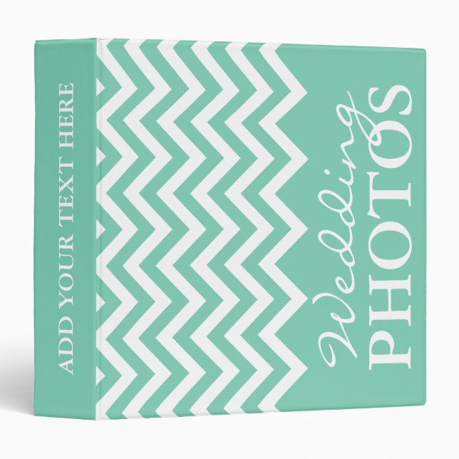 Mint chevron zigzag pattern wedding photo album binder (Front/Spine)