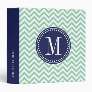 Mint Chevron Zigzag Personalized Monogram Binder