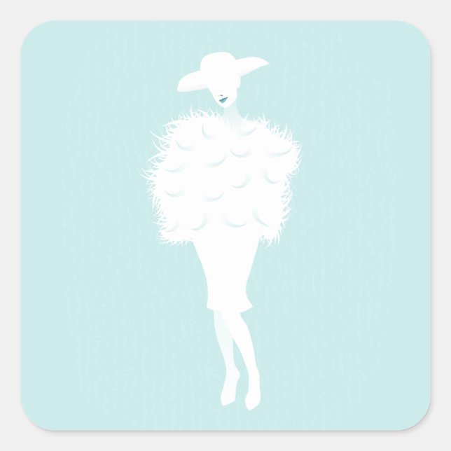 Mint Chic Fashion Lady Square  Sticker (Front)