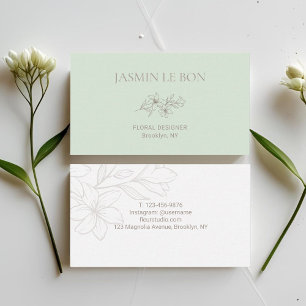 Mint Chic Minimalist Floral Business Card