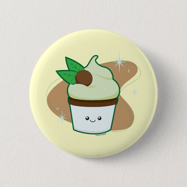 Mint Chip Cupcake 2 Inch Round Button (Front)