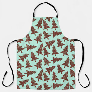 Mint Choc Contemporary Christmas Tree Pattern Apron