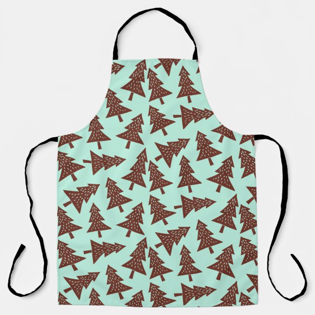 Mint Choc Contemporary Christmas Tree Pattern Apron (Front)