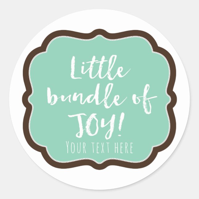 Mint & Chocolate Brown Bundle of Joy Baby Shower Classic Round Sticker (Front)