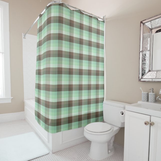 Mint Chocolate Chip Colour Block Plaid Stripes  (In Situ)