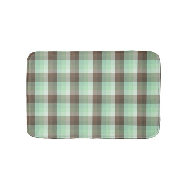 Mint Chocolate Chip Colour Block Plaid Stripes  Bath Mat (Front)