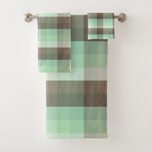 Mint Chocolate Chip Colour Block Plaid Stripes  Bath Towel Set
