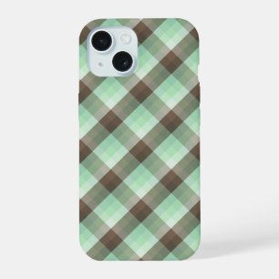Mint Chocolate Chip Colour Block Plaid Stripes iPhone 15 Case