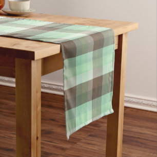 Mint Chocolate Chip Colour Block Plaid Stripes  Short Table Runner