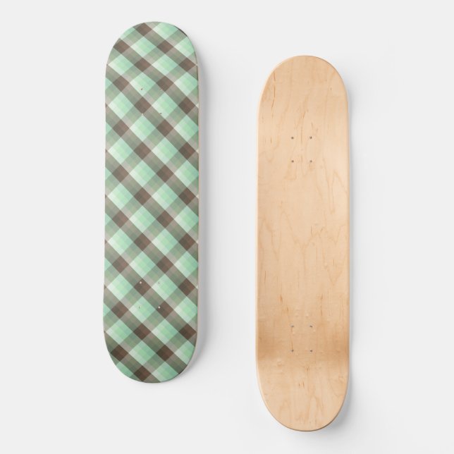Mint Chocolate Chip Colour Block Plaid Stripes  Skateboard (Front)