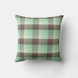 Mint Chocolate Chip Colour Block Plaid Stripes  Throw Pillow