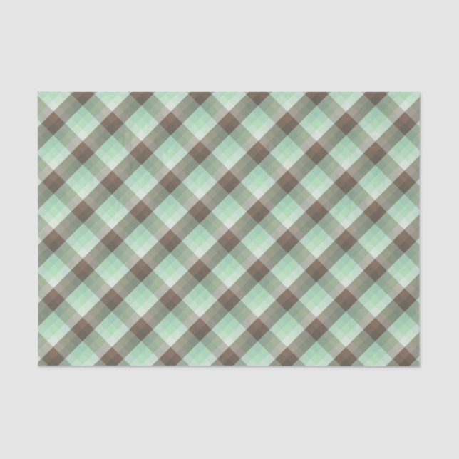 Mint Chocolate Chip Colour Block Plaid Stripes  Tissue Paper (Front)