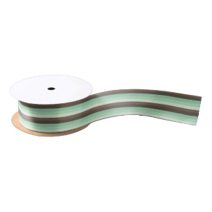 Mint Chocolate Chip Colour Block Stripes  Satin Ribbon