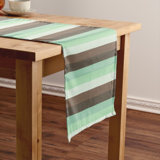 Mint Chocolate Chip Colour Block Stripes  Short Table Runner (In Situ)