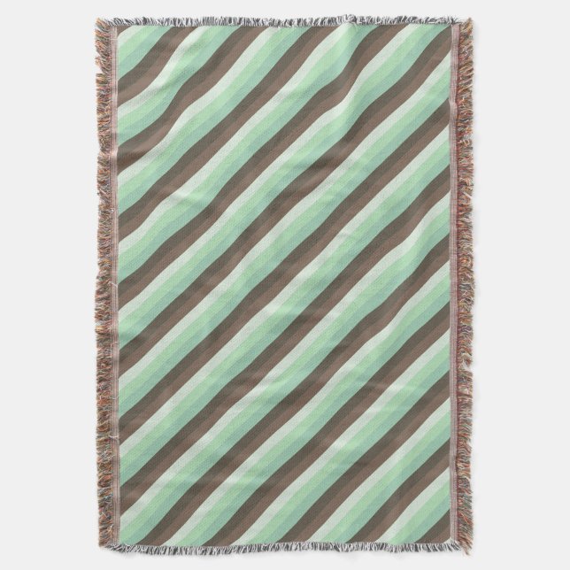 Mint Chocolate Chip Colour Block Stripes  Throw Blanket (Front Vertical)