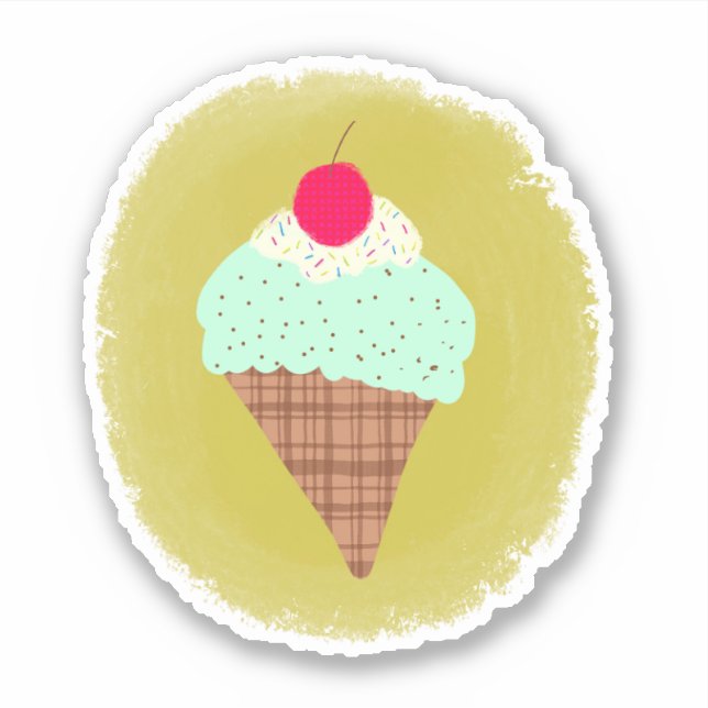 Mint Chocolate Chip Cone Sticker (Front)