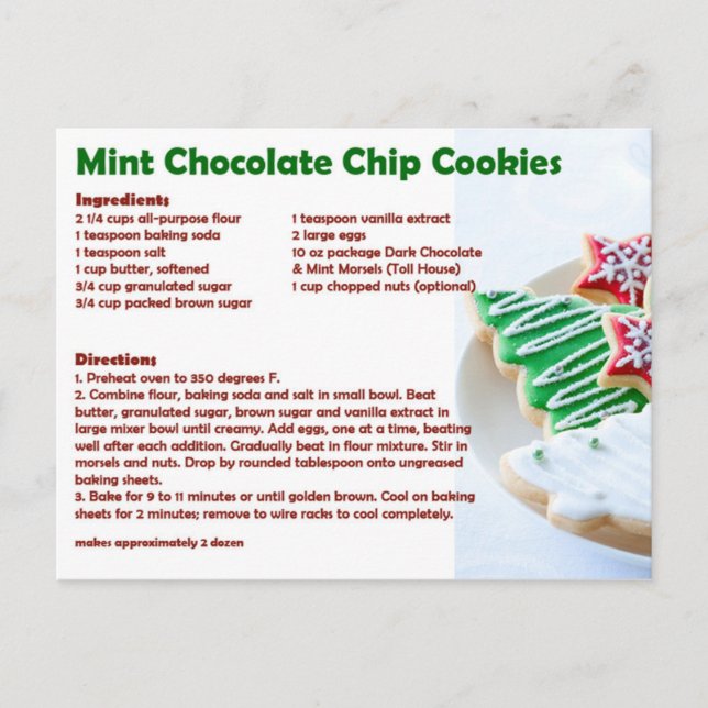 Mint Chocolate Chip Cookie Postcard (Front)