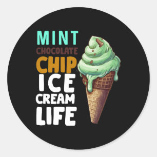 Mint Chocolate Chip Ice Cream For Classic Round Sticker