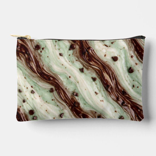 Mint Chocolate Chip Milkshake Marble Design Accessory Pouch (Front)