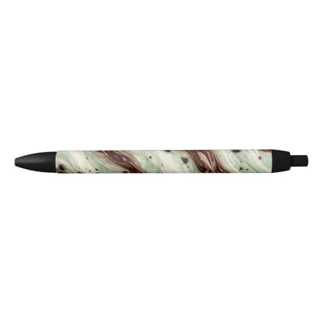 Mint Chocolate Chip Milkshake Marble Design Black Ink Pen (Front)