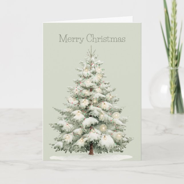 Mint Christmas Tree Lights Card (Front)