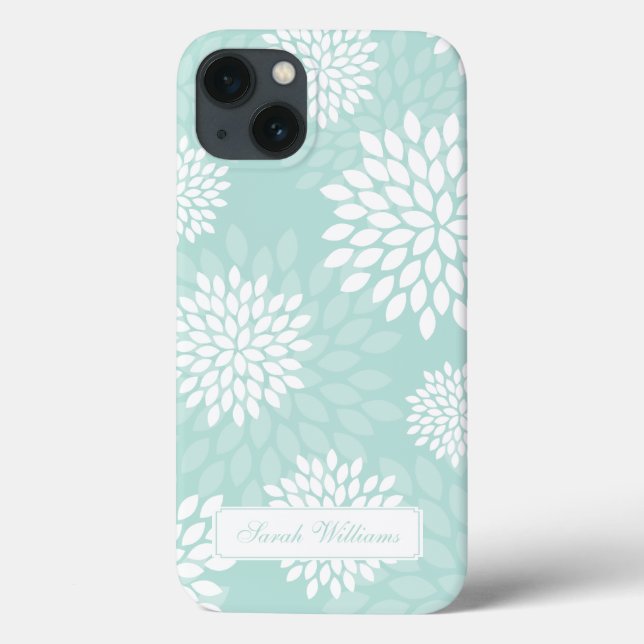 Mint Chrysanthemums Floral Pattern Case-Mate iPhone Case (Back)
