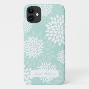 Mint Chrysanthemums Floral Pattern iPhone 11 Case