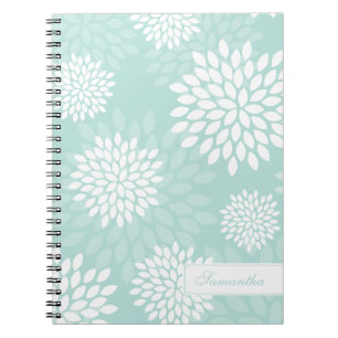 Mint Chrysanthemums Floral Pattern Notebook