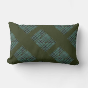 Mint circle or pit on dark green, generating shape lumbar pillow