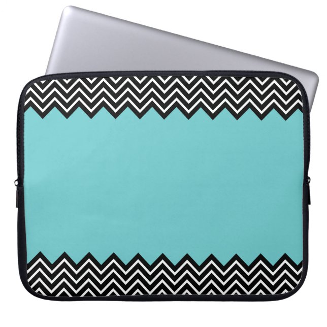 Mint Colour Block Chevron Laptop Sleeve (Front)