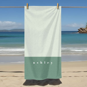 Mint Colour Block Personalized Beach Towel