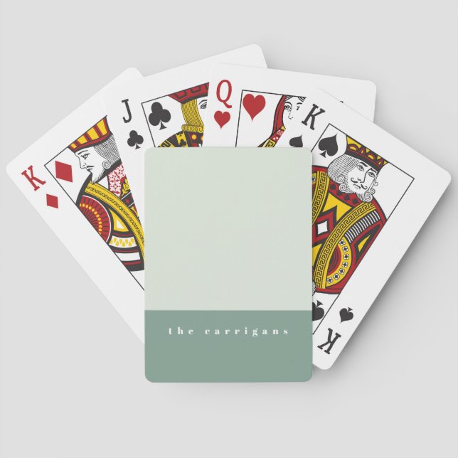 Mint Colour Block Personalized Playing Cards (Back)